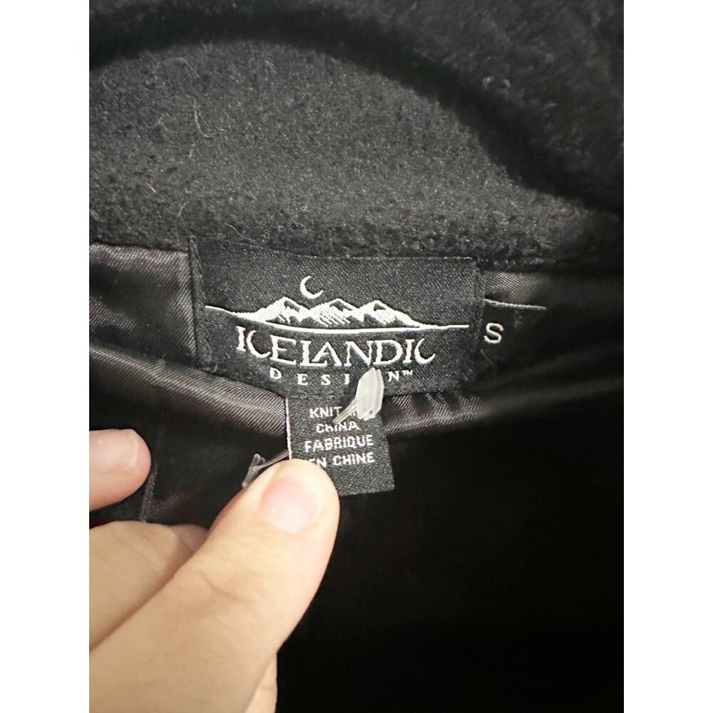 Icelandic Design Wool Sweater Jacket Cropped Floral Embroidered Full Zip Small - Picture 5 of 5